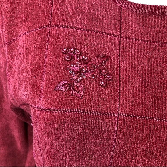 Jenny Dark Pink Embellished Floral Pullover Sweater - Picture 3 of 7